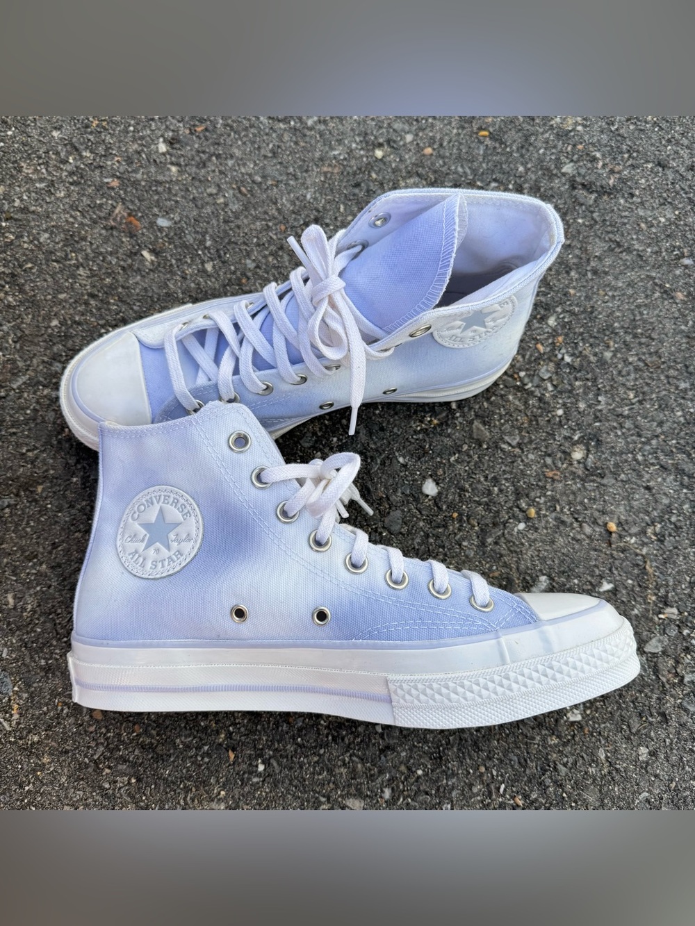 Converse Chuck Taylor 70 Hi Muted Cloud Sneaker Shoes Womens 9 White Blue Canvas